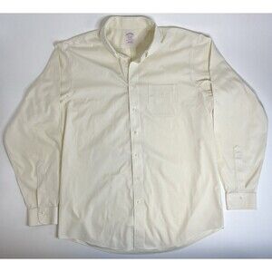 VTG Brooks Brothers Madison Fit Supima Cotton Shirt 16.5-37 Cream Non Iron
